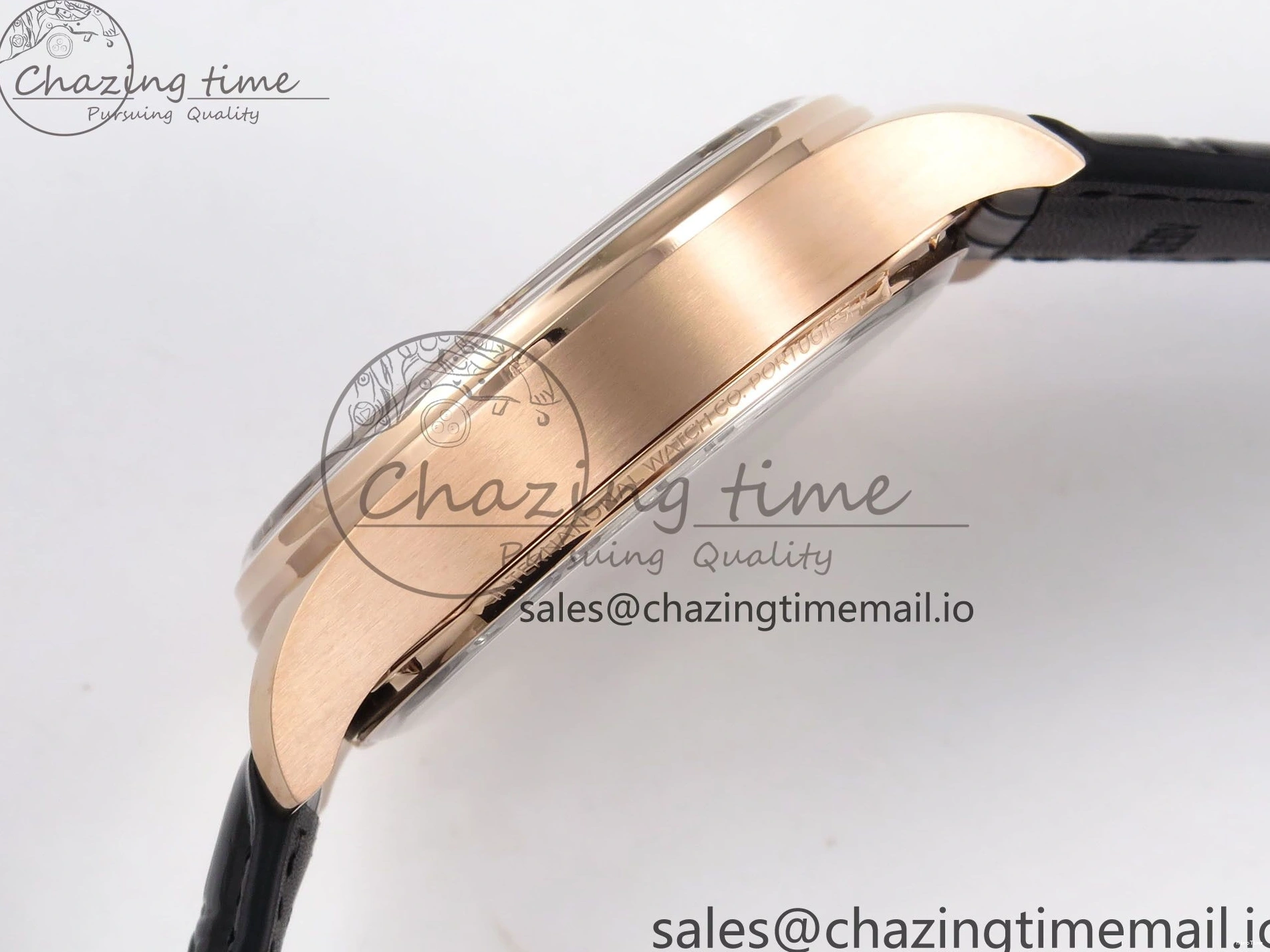 MIROTIME 0110 Portugieser Automatic 42mm RG APSF 1:1 Best Edition Black Dial on Black Leather Strap A Original 7007